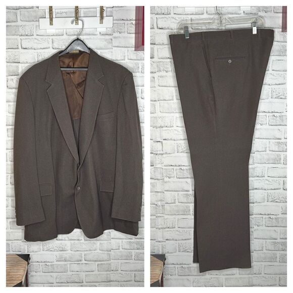Vintage Sears Classic Collection Brown Suit Set 50XL Jacket & Pants - Picture 1 of 15